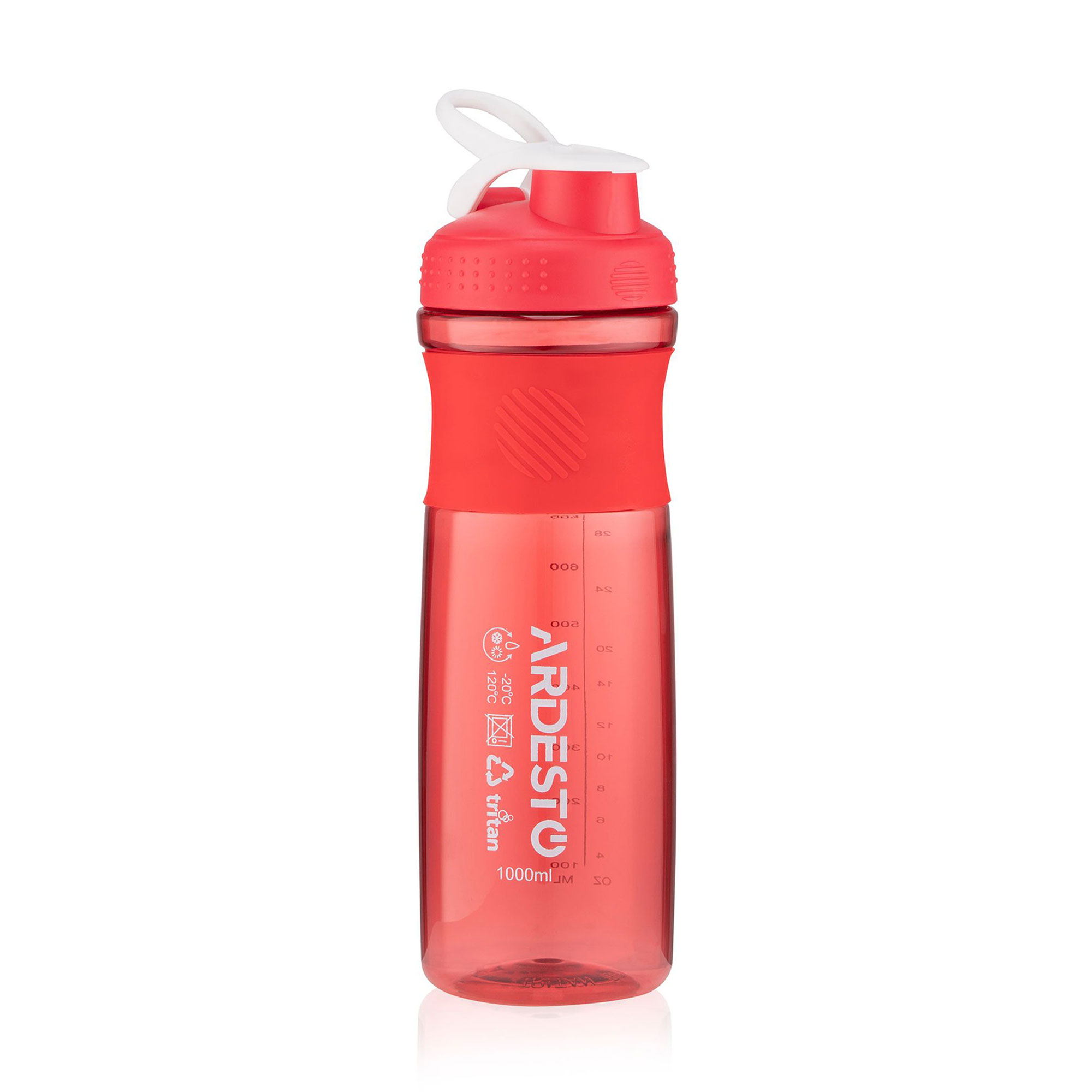 Пляшка для води Ardesto Smart Bottle тританова, червона, 1 л (AR2204TR)